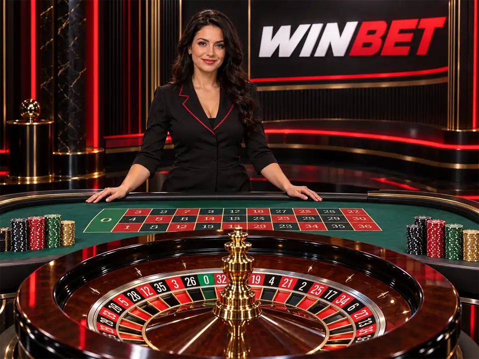 Masă de ruletă live cu dealer în studioul Winbet Live Casino