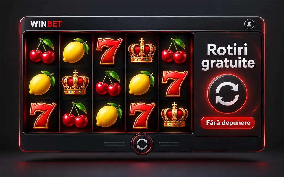 Rotiri gratuite Winbet fără depunere, afișate pe un slot din contul jucătorului