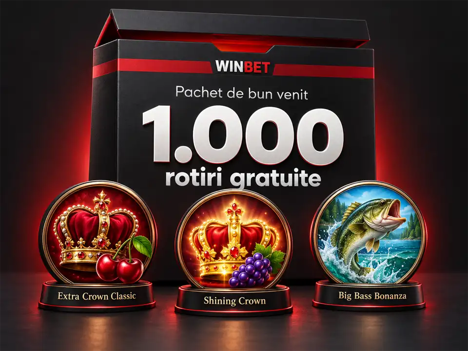 Cele 1.000 de rotiri gratuite din pachetul de bun venit Winbet, pe Extra Crown Classic, Shining Crown și Big Bass Bonanza